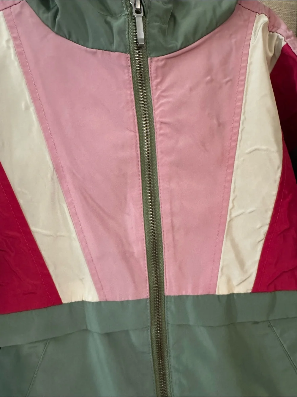 Gymboree Colorblock Hooded Puffer Jacket - Sage, Pinks & White